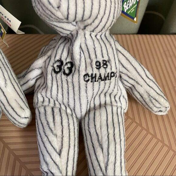 Bamm Beano's Stuffed Bears 24 Martinez & 33 Wells with Tags 1998 Striped White - Picture 3 of 13